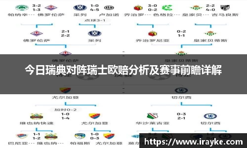 今日瑞典对阵瑞士欧赔分析及赛事前瞻详解
